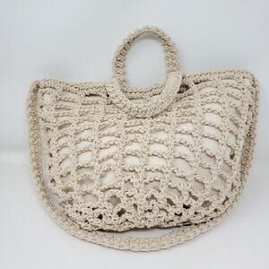 Madewell Womens Crocheted Shoulder Bag Antique Cream Clean inside & out 15"x12"
